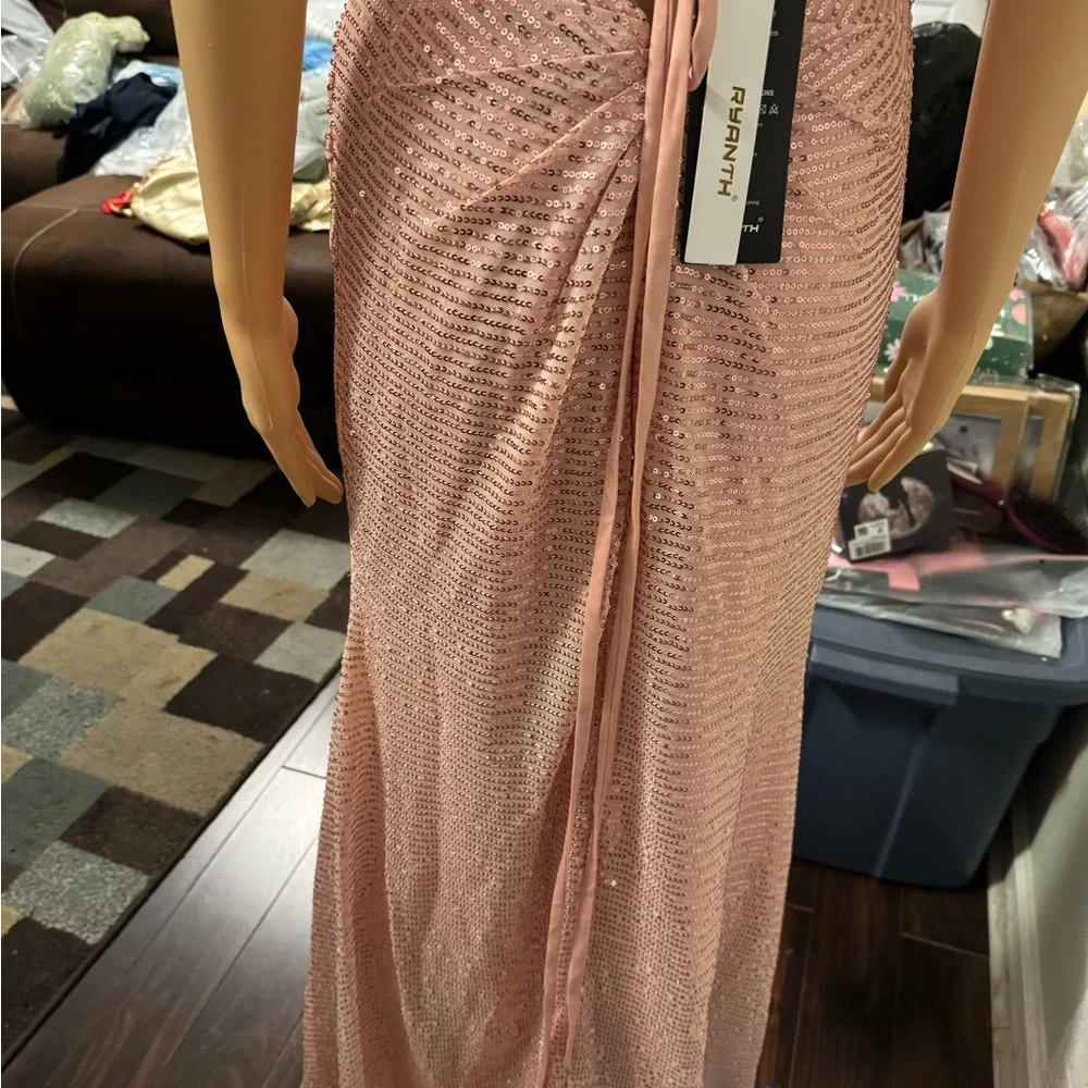 Blush Pink Sequin Prom Dress - Picture 6 of 6